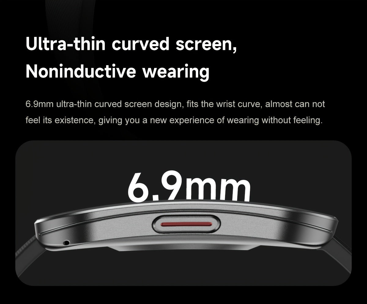 Curved Touchscreen Smart Watch, 1.85-Inch Calling Watch with Message Reminders, Multiple Sports Modes, Camera and Music Controls for iPhone and Android