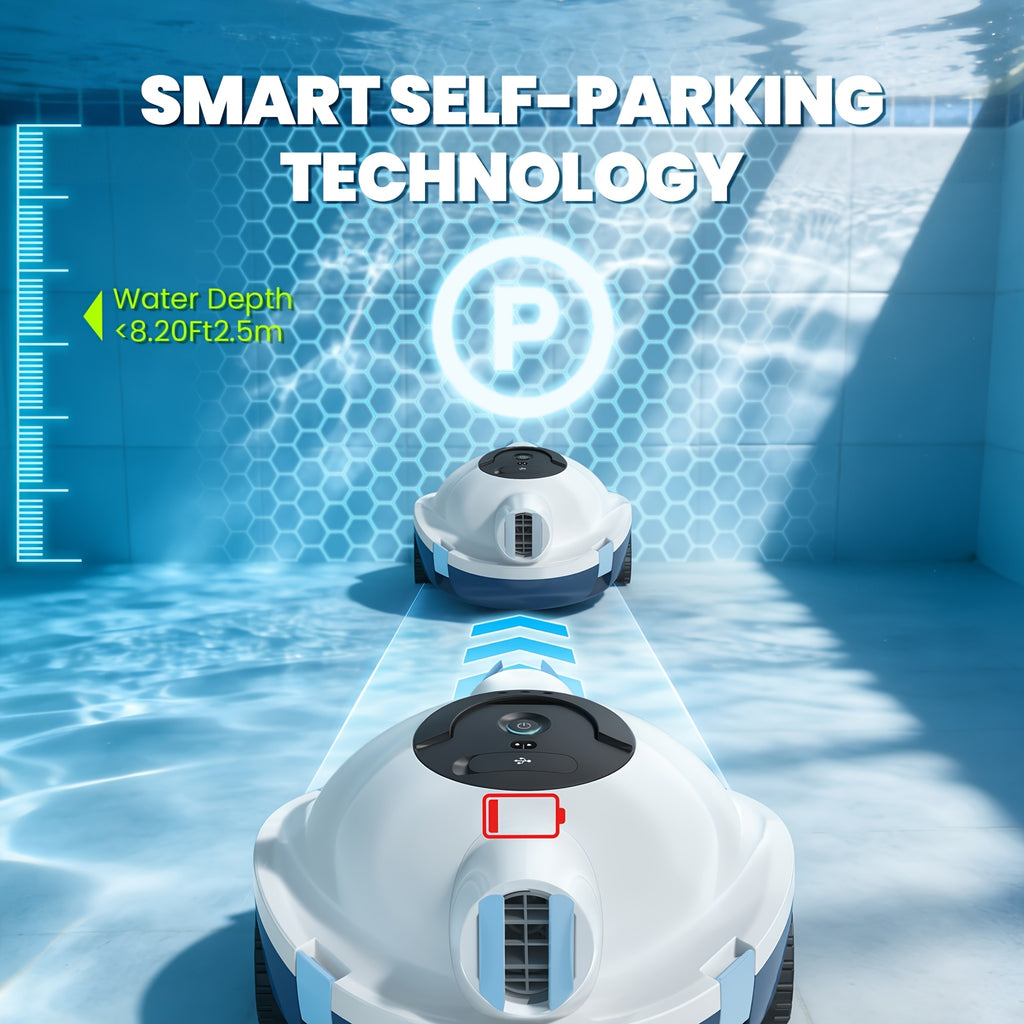 Cordless Robotic Pool Cleaner for Flat Pool Floors with Tracking Rope, Listed 120-Minute Runtime and 1100 Sq Ft Coverage in Four Color Options