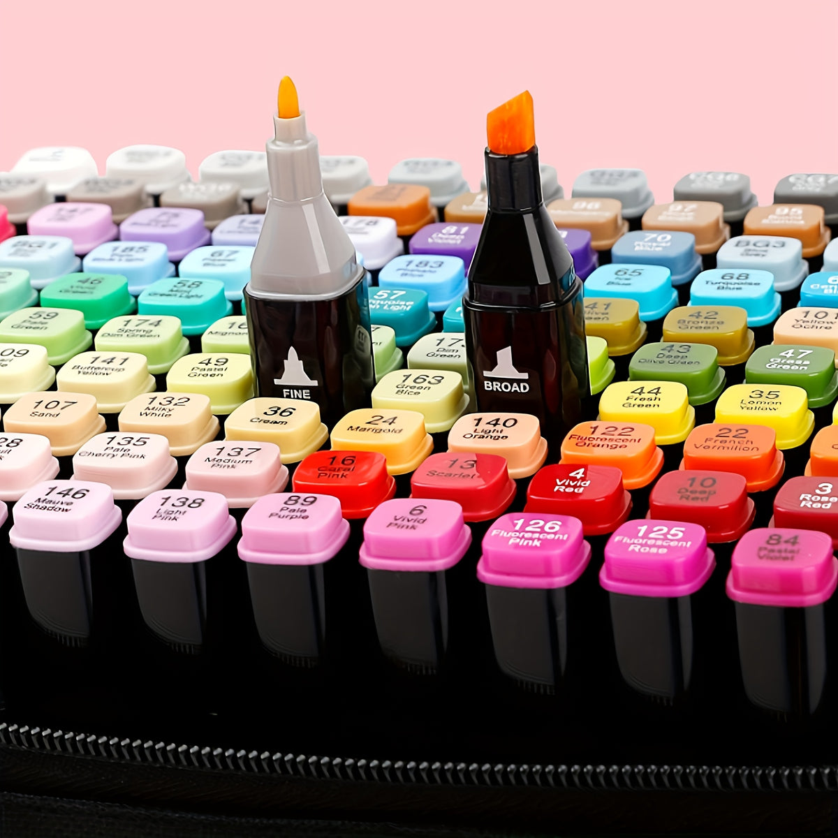 Artist Marker Pens Set 172 Pieces with Chisel and Fine Dual Tips, Drawing and Coloring Supplies with Protective Mat for Adult Sketching and Greeting Cards