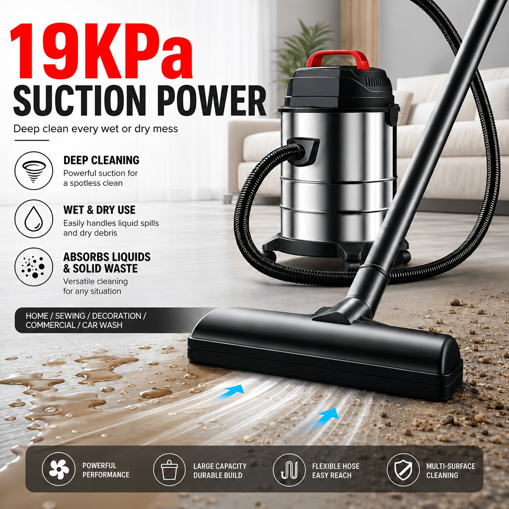 Bucket Wet Dry Vacuum Cleaner for Home and Car Cleanup, 5.28-Gallon and Upgraded 6.6-Gallon Model Options with Optional Accessory Bundles