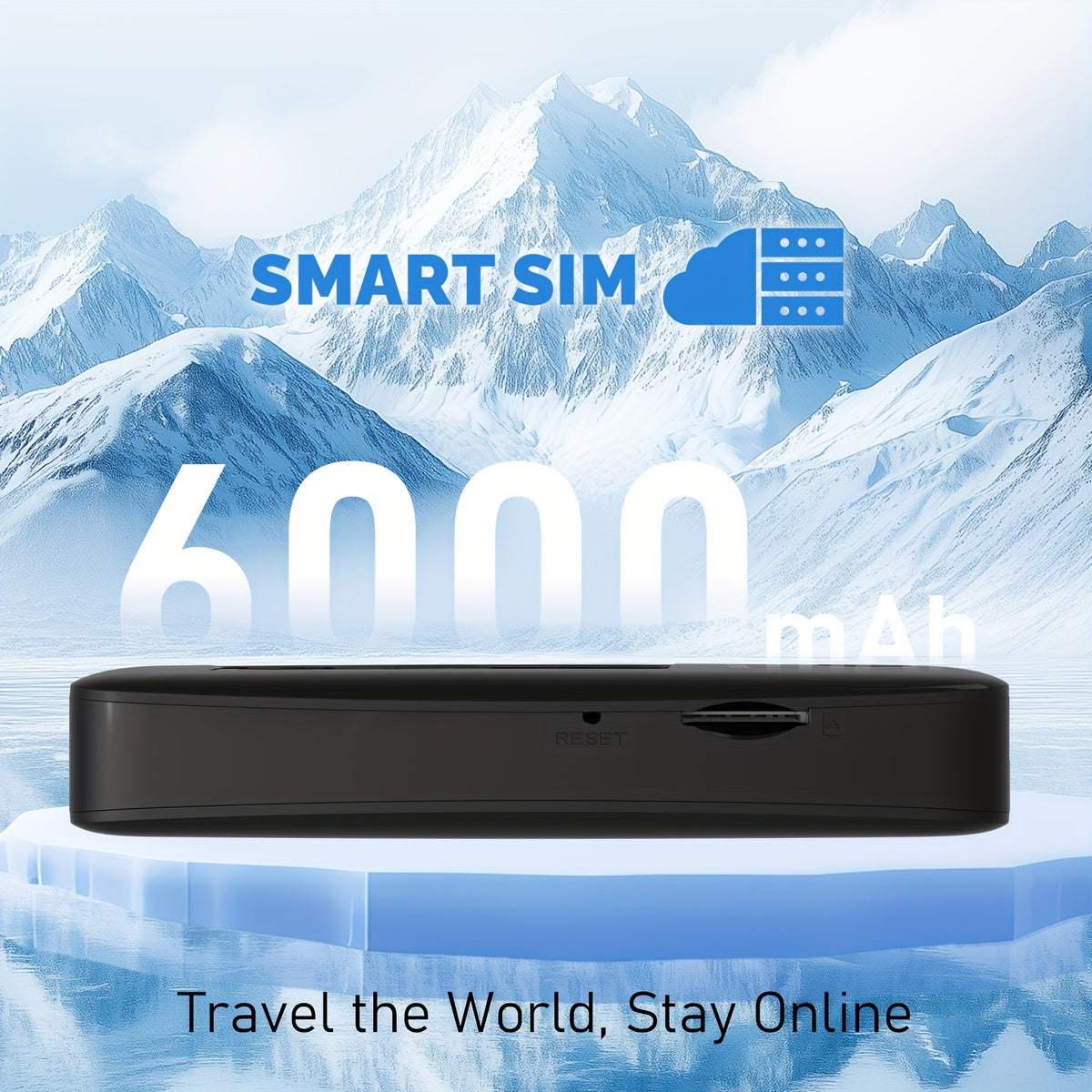 4G LTE Portable WiFi Hotspot with Listed 6000mAh Battery, Upgraded Device or 12GB 180-Day Prepaid SIM Option Labels for Compatible Mobile Internet Plans