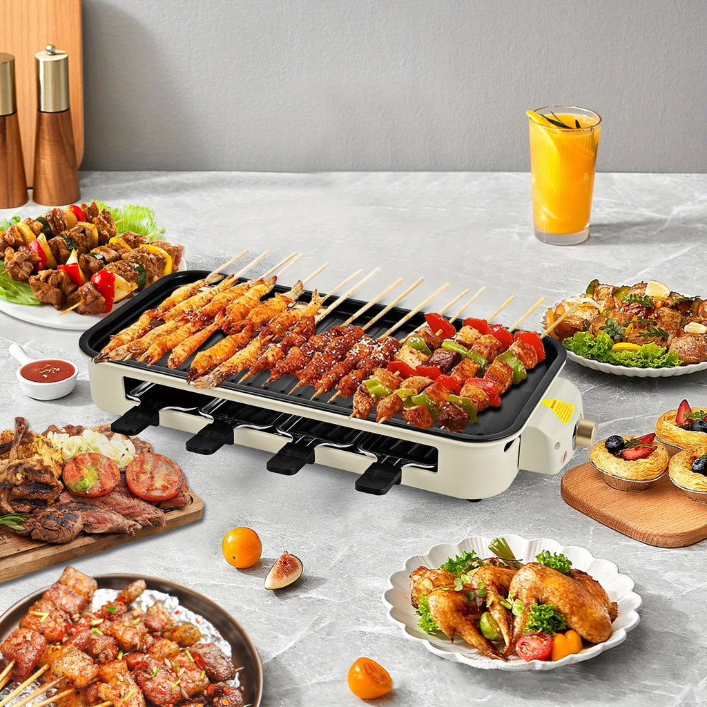 Indoor Raclette Electric Grill, 1500W with 16 x 9 Inch Removable Nonstick Plate and 3 Cheese Pans, Adjustable Temperature for Home Tabletop Cooking