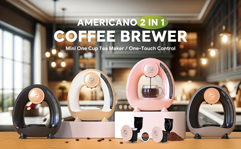 Pod and Ground Coffee Maker, 2-in-1 Single Serve Brewer with Coffee Filter and K-Cup Adapter, Listed 4-8 oz Cup Sizes in Pink, Champagne, Gray or Black