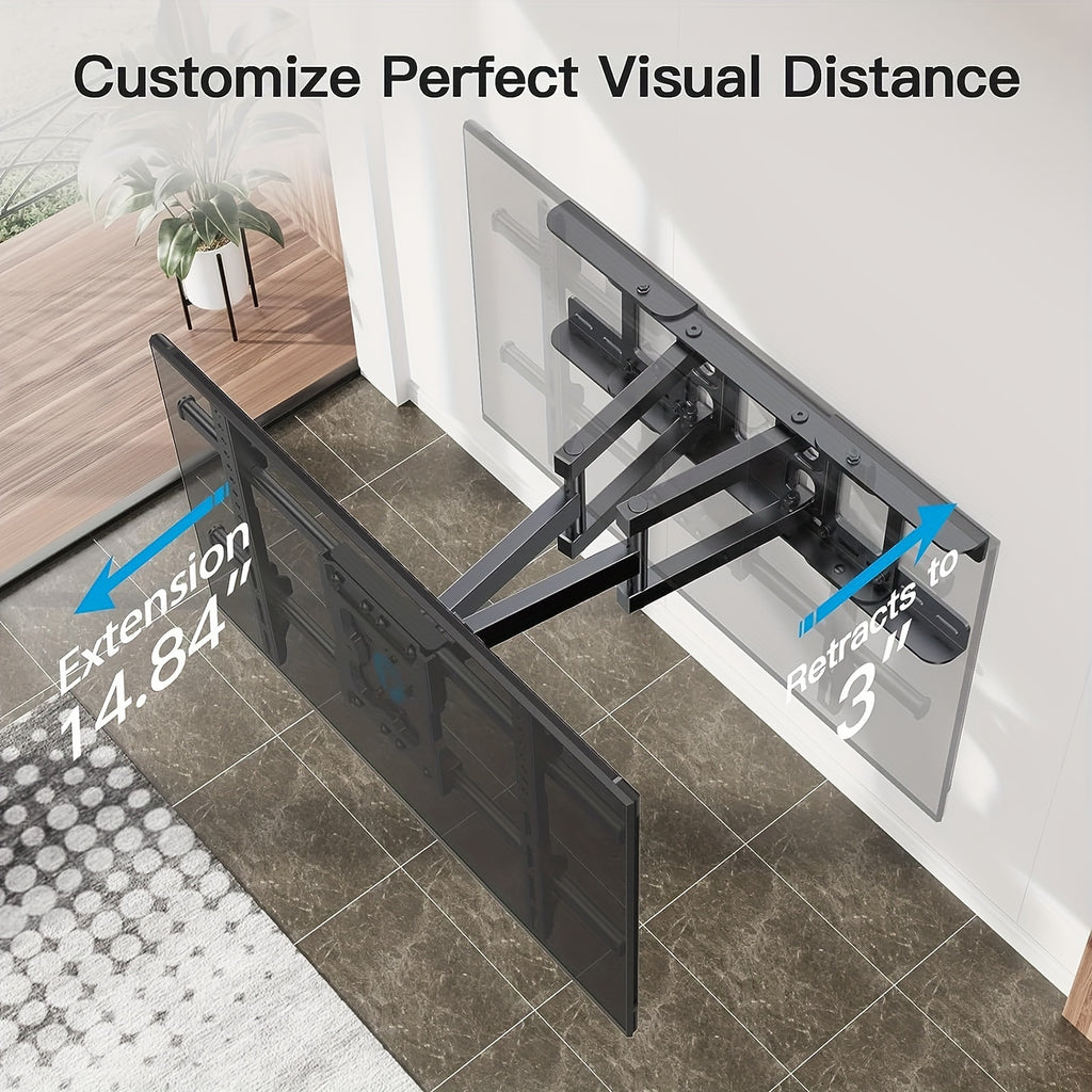 TV Wall Mount Full Motion for 37-75 Inch TVs, Articulating Dual Arms with Swivel, Tilt & Leveling, 132 Lbs Capacity, Max VESA 600x400mm, Fits 16-24 Inch Wood Studs, for OLED LCD LED Flat & Curved TVs
