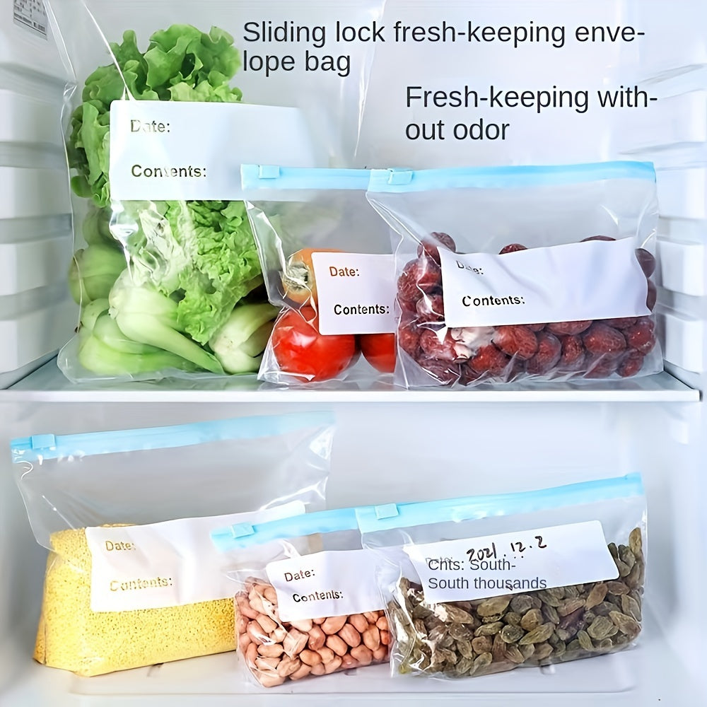Reusable Zipper Food Storage Bags for Fresh Produce, Fruit and Kitchen Organization, with Small, Medium, Large and 20 or 30-Piece Selection Labels