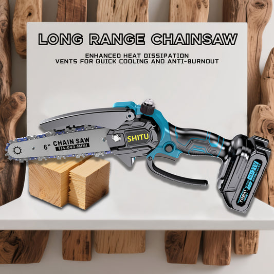Battery Powered Mini Pruning Chainsaw with Listed Safety Lock, Portable Wood Cutting Tool with One or Two Battery Package Options for Outdoor Garden Maintenance