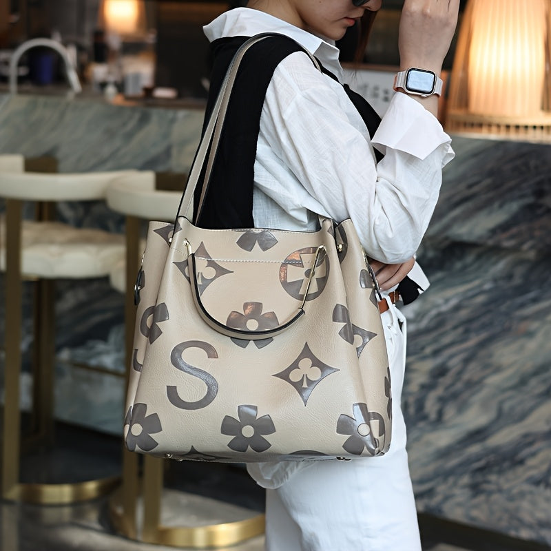 Flower Embossed Handbag, Classic Satchel Bag for Work and Everyday Outfits with Nine Color Options for Office Style and Casual Outings