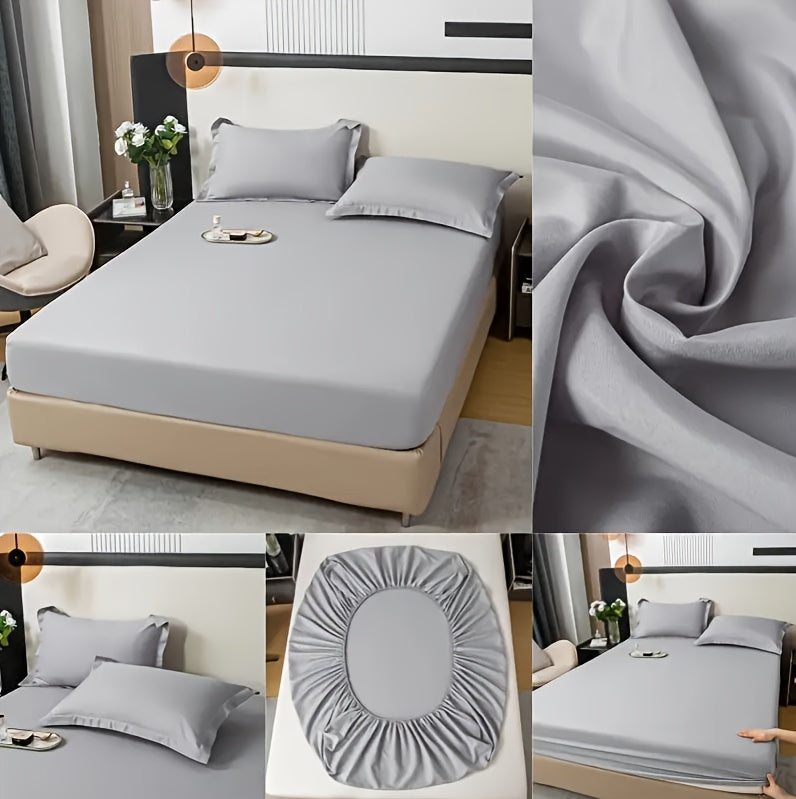 Brushed Microfiber Fitted Sheet, Single Solid-Color Bed Sheet with Thirteen Size Labels and Ten Color Options for Bedroom and Guest Room, Pillowcases Not Included