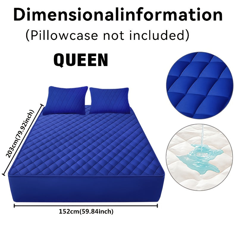 Fitted Mattress Protector with Listed 9–15 Inch Pocket Range, Single Solid-Color Bed Cover in Twin, Full, Queen and King Sizes with Nine Color Labels