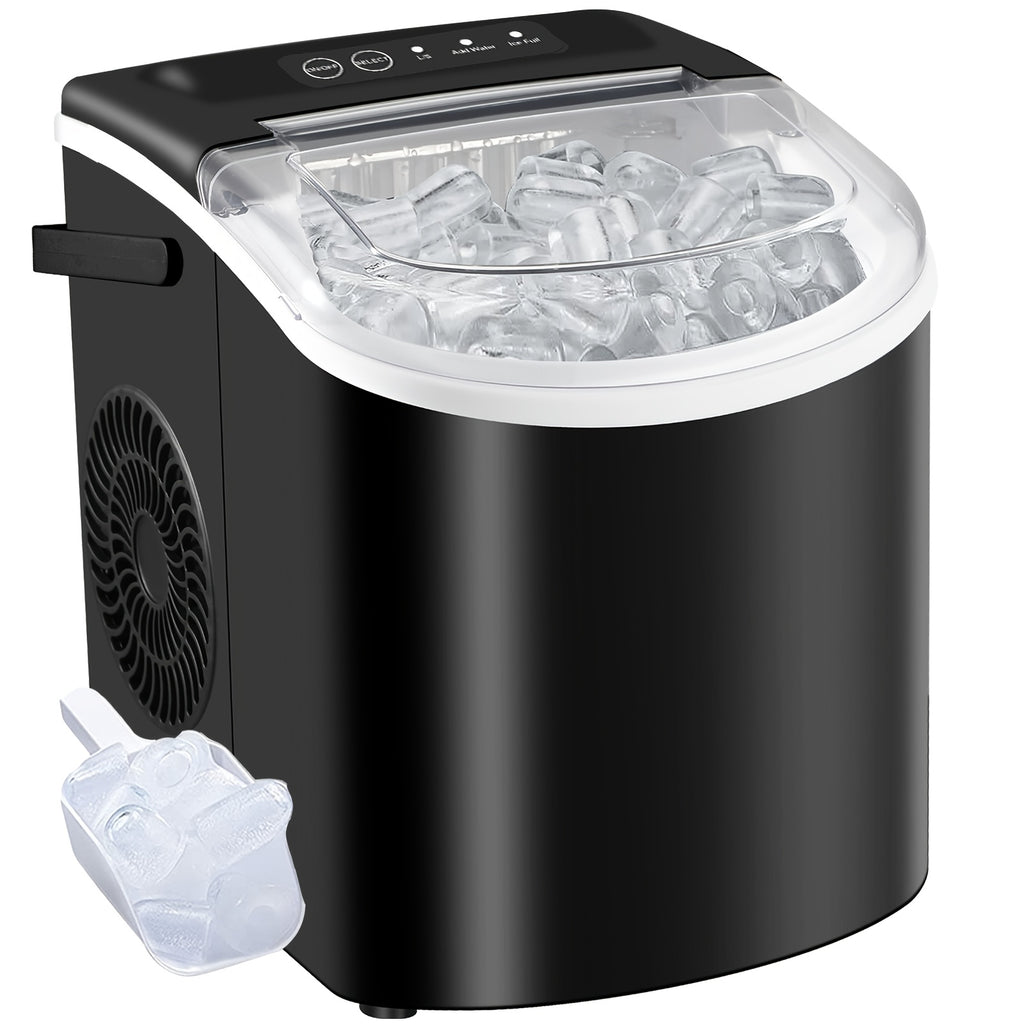 [Portable Ice Maker] Countertop Ice Maker With Handle, Produces 29 Pounds Of Ice In 24 Hours, Makes 9 Ice Cubes In 6 Minutes. Portable Ice Maker Comes With A Basket And Ice Scoop