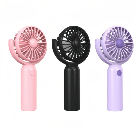 USB-C Mini Handheld Fan Multipack with Three Speeds and 180° Adjustable Head, Rechargeable Handheld or Desk Fans in 3 or 6 Piece Black, Pink and Purple Options