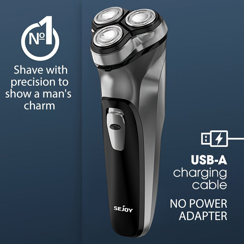 Sejoy Men's Electric Shaver with Pop-Up Trimmer, 3D Floating Head and LCD Display, Listed One-Hour Fast Charging in Blue, Light Blue or Gray