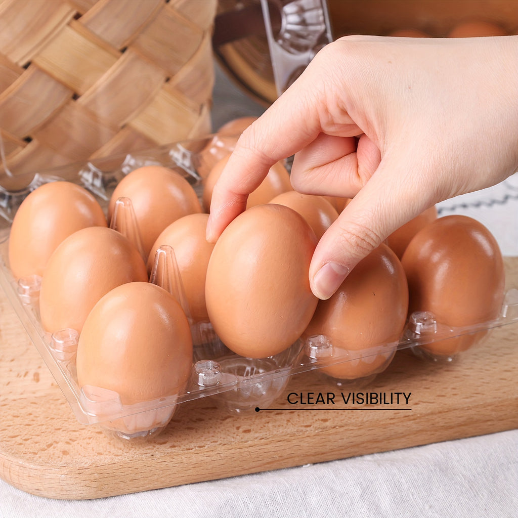 Clear Plastic Egg Cartons 60-Pack by Shindel, Reusable Blank 12-Egg Containers for Fresh Egg Collection, Home Storage and Farm Market Display