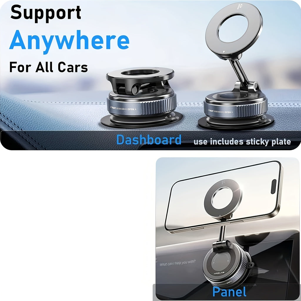 Magnetic Phone Mount with Adjustable Height, Foldable Design and 360-Degree Rotation References, Bulldog Stand, Alloy, Grey and Two-Piece Selection Options
