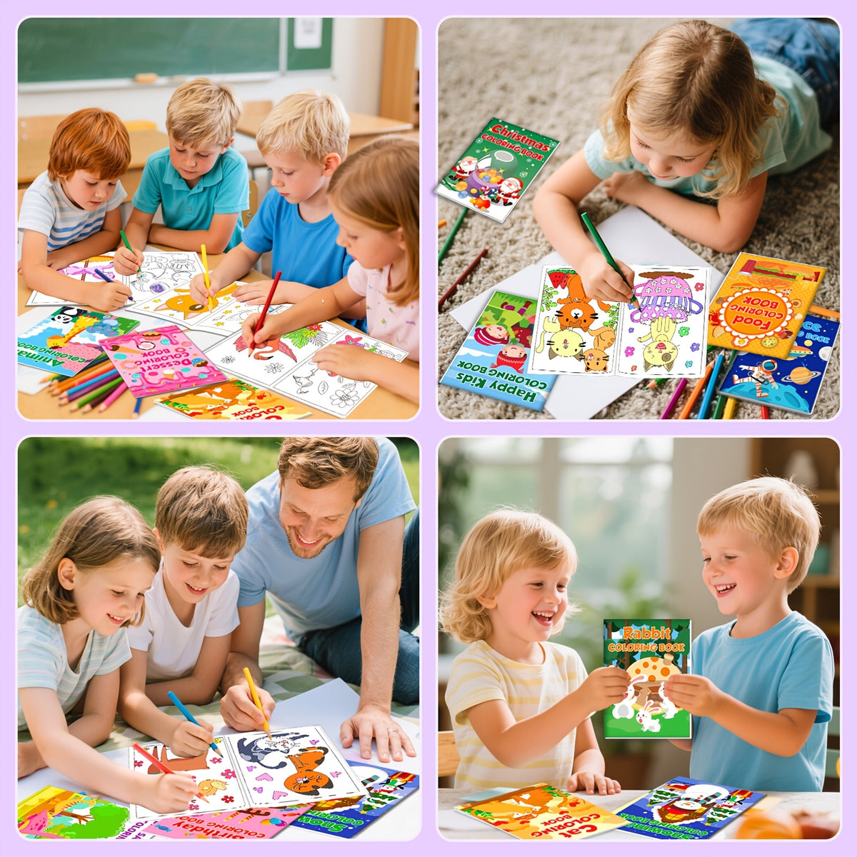 Mini Coloring Books for Kids, 48-Pack Bulk Party Favors with Summer, Christmas and Car Themes for Birthday Goodie Bags and Classroom Coloring Activities