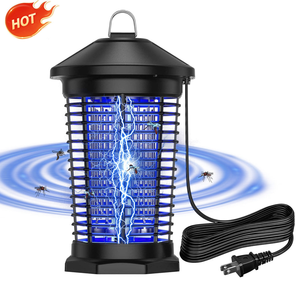 Plug-In Electric Bug Zapper in Black with Listed 18W 365nm Bulb and 4000V Grid, 6ft Cord, Hanging Hook, Removable Collection Tray, Screwdriver and Cleaning Brush