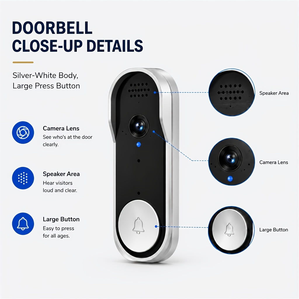 1080P Upgraded Wireless Video Doorbell, No Wi-Fi Required, 4.3" Display, 2.4G Wireless Signal, Full Body View, No Monthly Fees, Two-Way Talk, Indoor Chime, Rechargeable Battery, Motion Detection, Auto Capture, Free Cloud And TF Card Storage