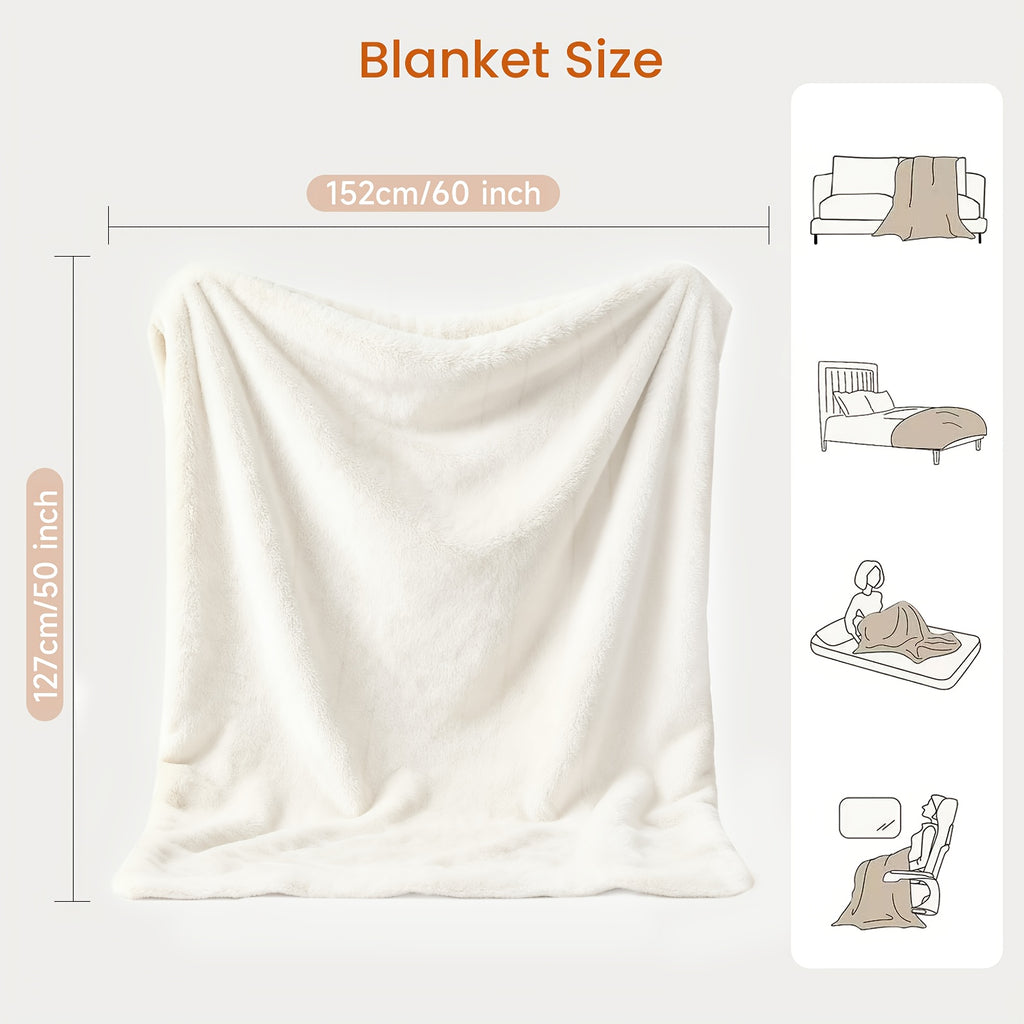 Button-Control Heated Blanket with Double-Sided Flannel, Listed 4 Heat Levels and 4-Hour Auto-Off, Electric Throw and Larger Size Options for Indoor Comfort