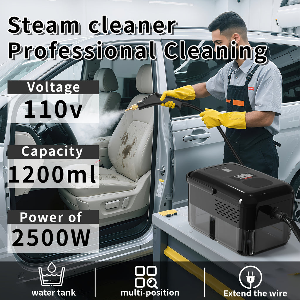 Adjustable Steam Cleaner for Home, Handheld Cleaning Machine with Listed 2500W Power, 40.58oz Tank, Nine Settings and LCD Display for Compatible Kitchen and Tile Surfaces