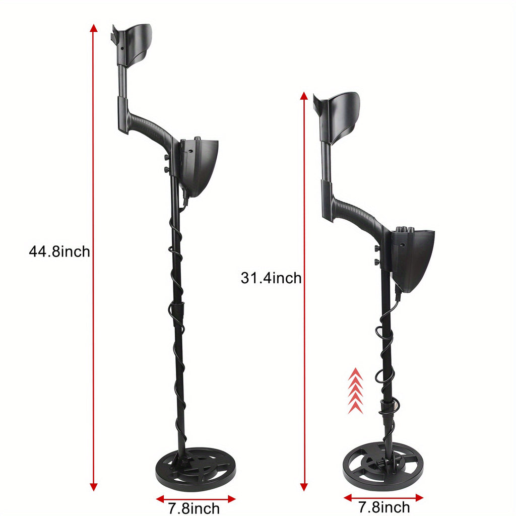 Metal Detector for Adults with Adjustable 78–107 cm Length, Mechanical Pointer and Audio References, Black or Yellow Options with Selected Bag Package for Hobby Searching