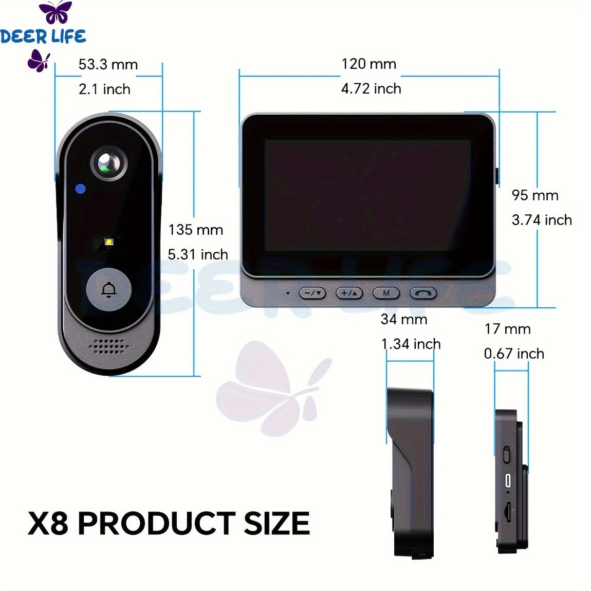Video Doorbell X6 or X3 Black for Home Entry Visitor Viewing with Listed Two-Way Audio, Infrared Night Vision and Automatic Ring-Triggered Capture