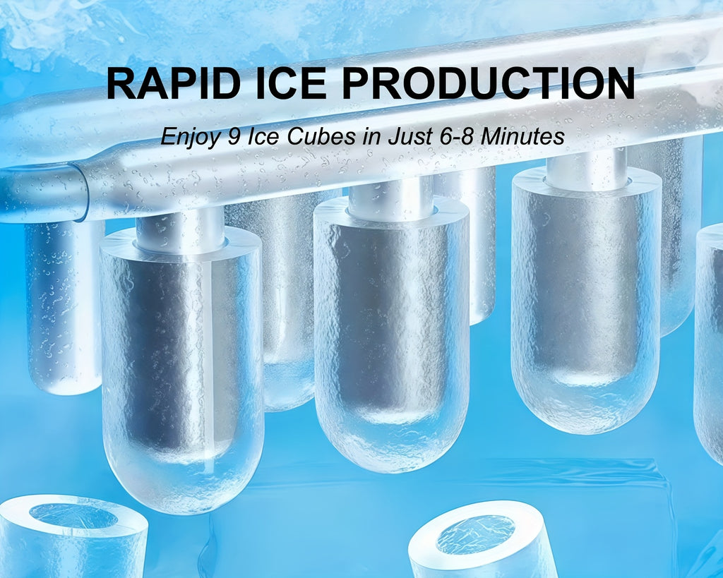 [Portable Ice Maker] Countertop Ice Maker With Handle, Produces 29 Pounds Of Ice In 24 Hours, Makes 9 Ice Cubes In 6 Minutes. Portable Ice Maker Comes With A Basket And Ice Scoop