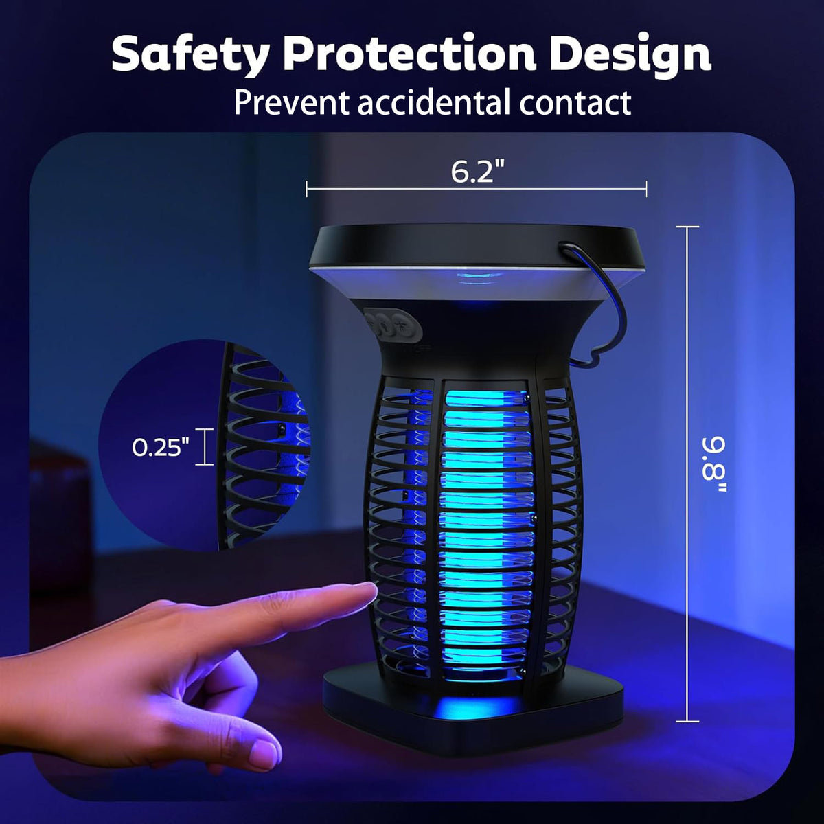 3-in-1 Solar Bug Zapper with LED Light and SOS Mode, USB-C Rechargeable Electric Insect Trap with Auto On-Off for Patio, Garden and Camping