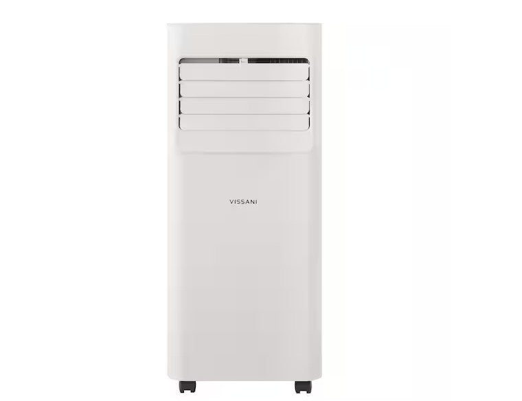 Vissani Portable Air Conditioner in White, 115V 3-in-1 Unit with Remote, 24-Hour Timer, Washable Filter and Casters, 5000 or 6000 BTU-Labeled Options