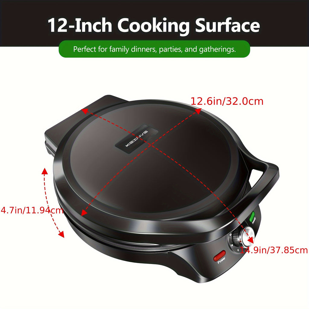 Electric Pizza Maker and Grill with 12-Inch Black or 8.5-Inch Red and Yellow Options for Home Quesadillas, Sandwiches and Vegetable Meal Preparation