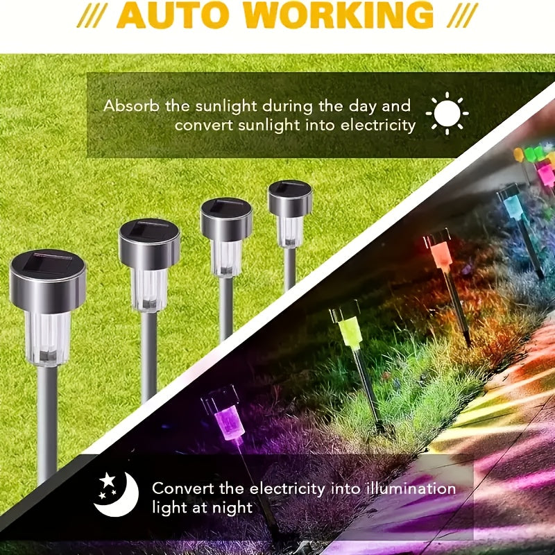 Solar LED Rod Lights with Listed Stainless Steel and IP44 Rating, 20 to 50 Piece Pack Labels in Multicolor, White or Warm Light for Garden and Patio Decoration