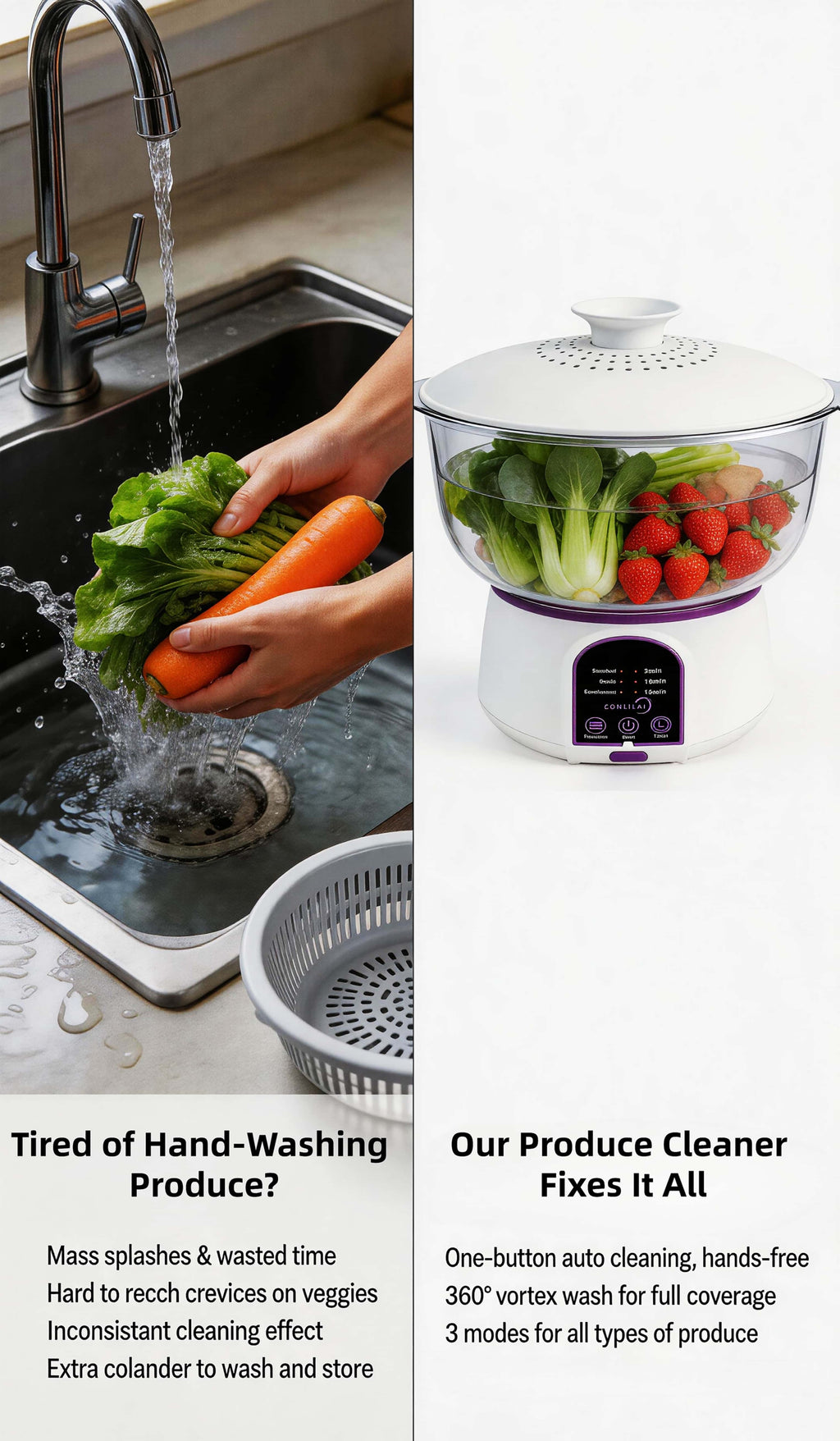 USB Rechargeable Fruit Vegetable Cleaner, Oversized Portable Food Purifier with Multi-Battery Design for Long Endurance, High-Efficient Produce Washer for Home, Picnic and Travel, Stylish Kitchen Gadget, Gift for Mom