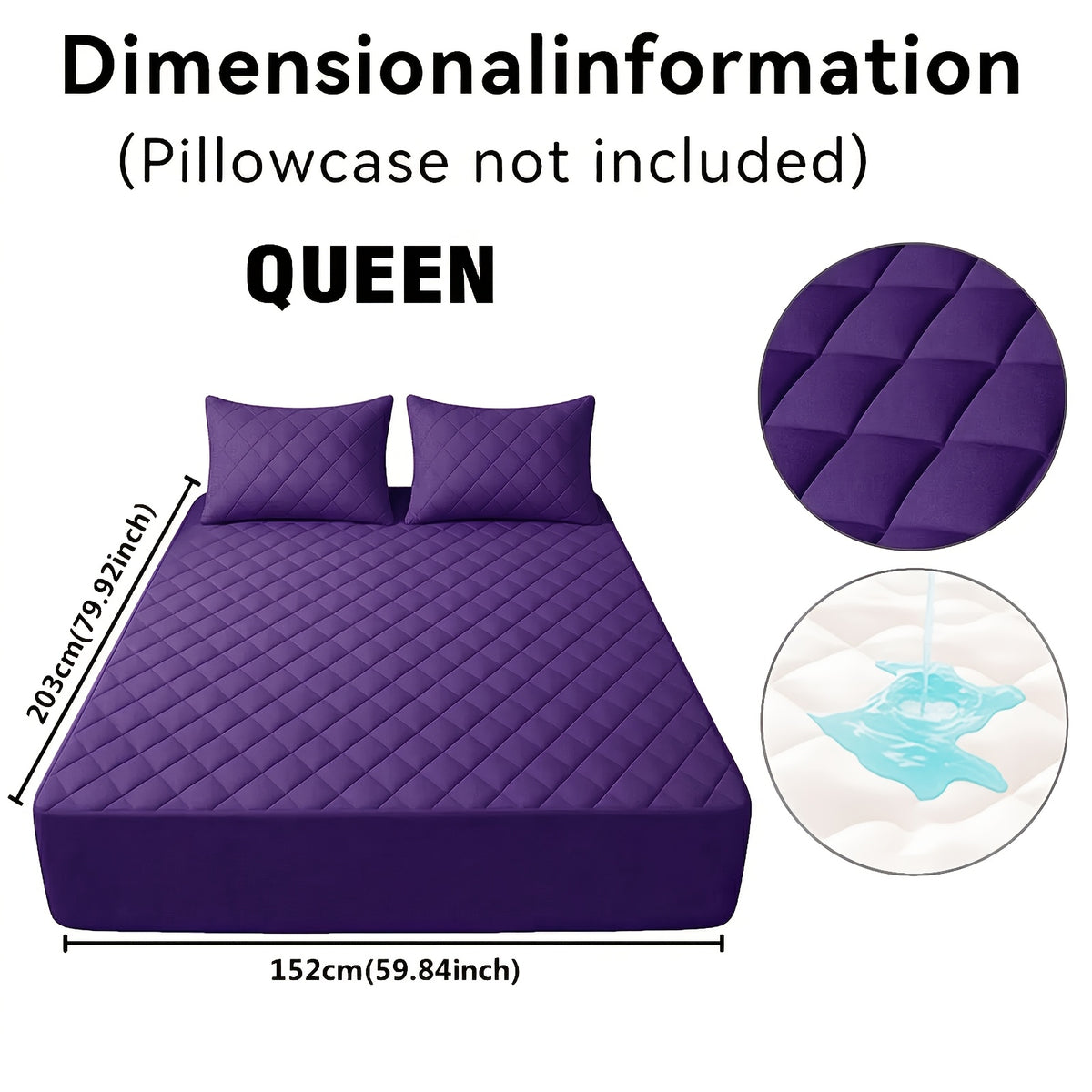 Fitted Mattress Protector with Listed 9–15 Inch Pocket Range, Single Solid-Color Bed Cover in Twin, Full, Queen and King Sizes with Nine Color Labels