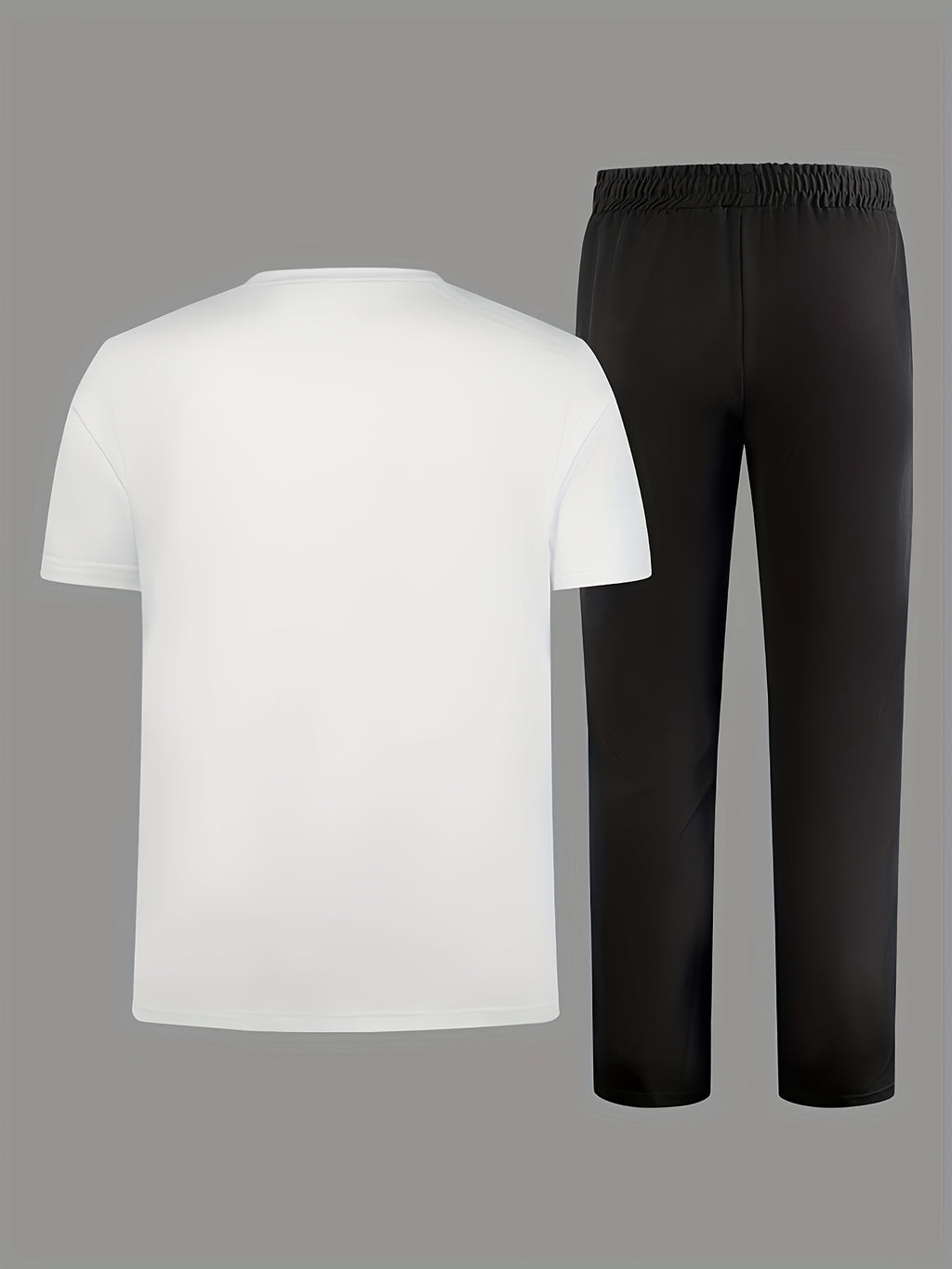 Men's Two-Piece Outfit with Printed Short Sleeve Crew Neck Top and Straight Pants, Seven Color Options and S to XXL Sizes for Casual Spring and Summer Style