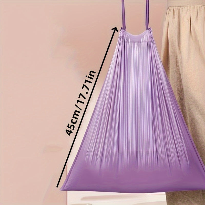 Purple Drawstring Trash Bags, 100-Count Plastic Household Bin Liners with Listed 17.72 x 17.72 Inch Size for Kitchen, Bathroom, Bedroom and Living Room