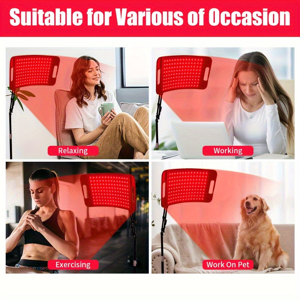 Red Light LED Lamp in Black with Listed Stand, 660nm and 850nm Wavelength Wording and Plug-In Design for Instruction-Guided Adult Personal Care Routines