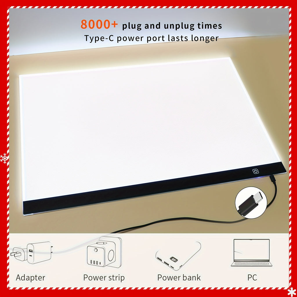 Touch Control A2 LED Tracing Light Box with Three-Level Brightness Adjustment, USB-Powered Thin Light Pad in Black or Blue for Diamond Painting, Sketching and Paper Crafts