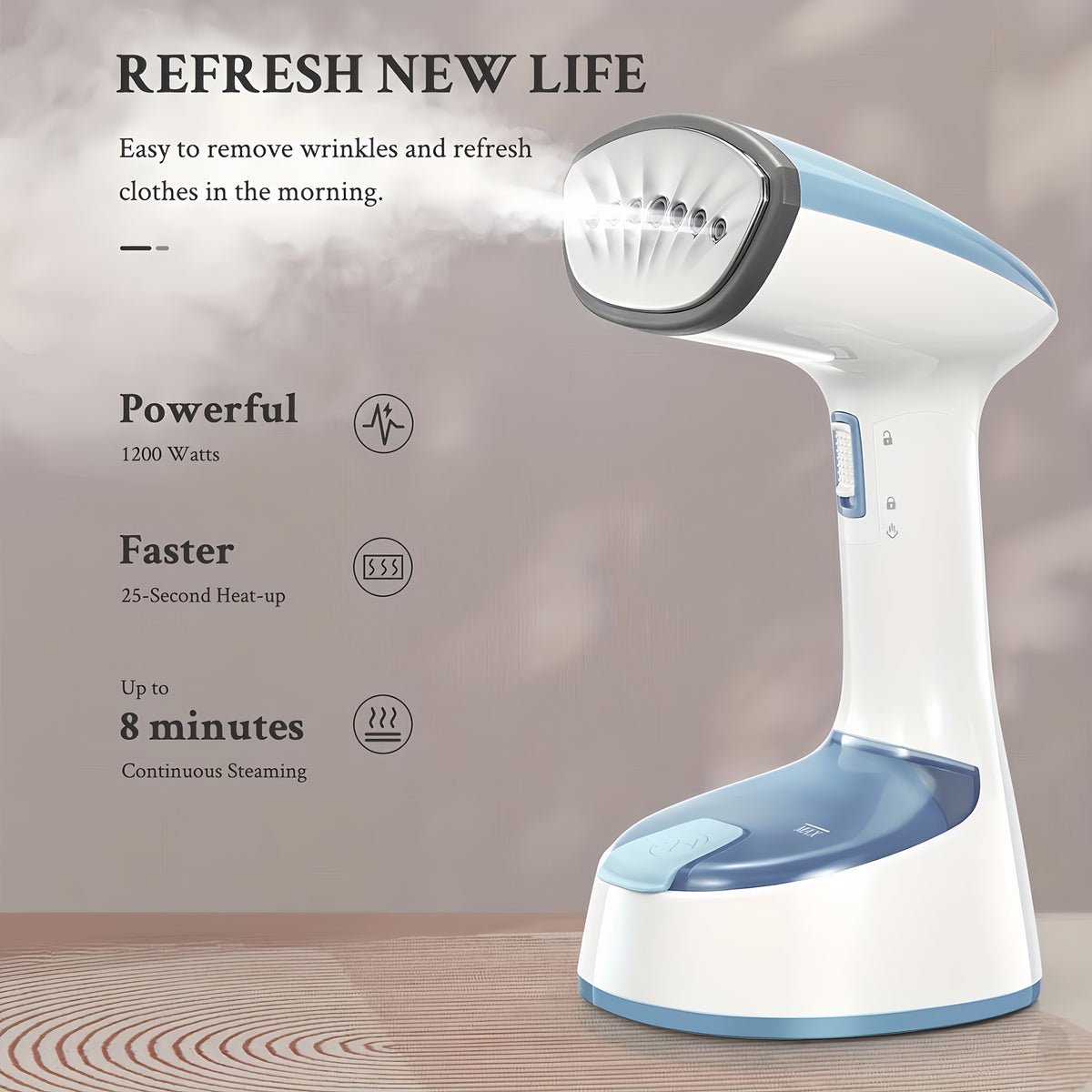Foldable Clothing Steam Iron with Listed 1500W Power and 15-Second Heat-Up, Portable Handheld Garment Care Appliance in Grey or White for Home and Travel