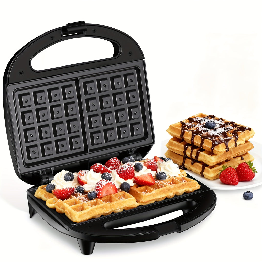 750W Sandwich Maker with Indicator Lights and Cool-Touch Handle, ABS07 Grill-Plate or Waffle-Plate Model Options for Grilled Cheese and Home Breakfast Preparation