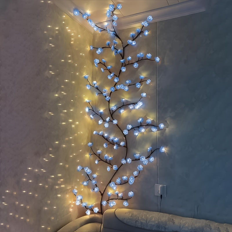 USB-Powered Decorative Fairy Lights by AMill with Cherry Blossom Garland Reference, Dimmable Indoor Lighting and Firework, 96LED, Pink or Butterfly Options
