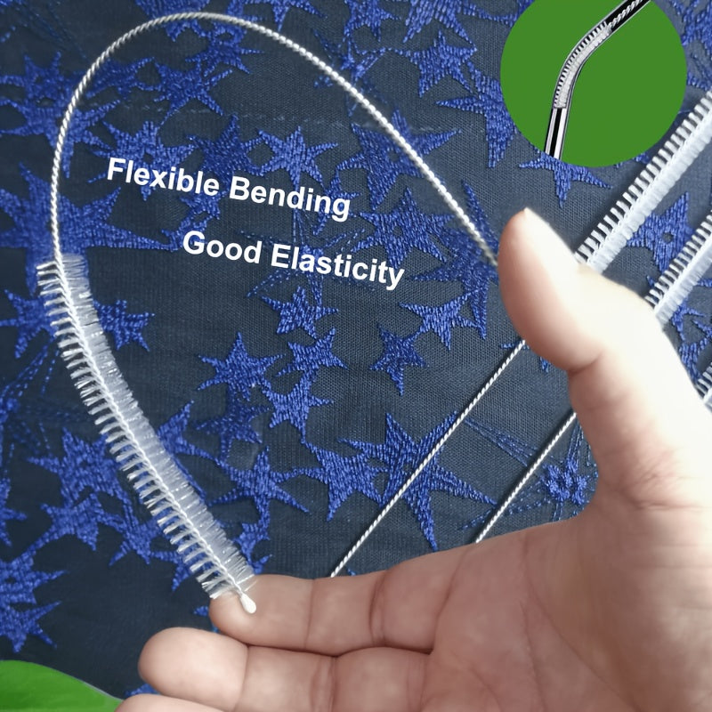5/10pcs Bendable Stainless Steel Straw Cleaning Brush, Cup Brush, Thin Tube Straw Brush, Long Pipe Brush, Pipeline Dredging Brush, Small Straw Brush, Long Bottle Brush, Kitchen Cleaning Brush, Cleaning Supplies Christmas Supplies