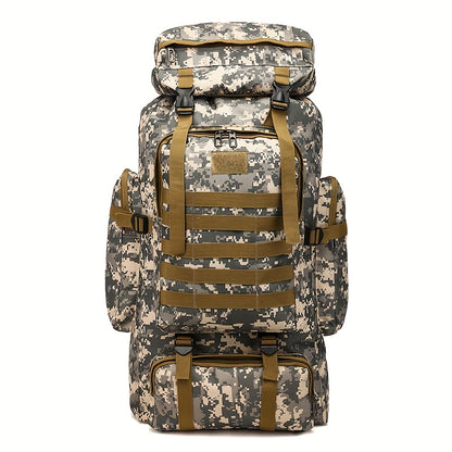 Men's Outdoor Travel Backpack with Double-Shoulder Carry and Removable Flag Patch Reference, Gray, Desert, Khaki or Black-3 Options for Everyday Trip Packing