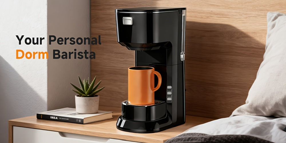 Compact One-Button Coffee Maker for Home, Everyday Coffee Machine with Simple Start Control in Black or White for Kitchen Counters and Morning Routines