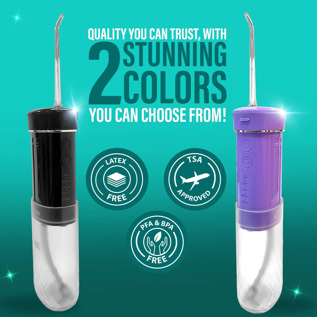 GuruNanda Compact Travel Water Flosser, Portable Cordless Oral Irrigator with Collapsible 180ml Tank, 4 Flossing Modes, 1800 Pulses Per Minute and Smart Timer, TSA-Approved Rechargeable Dental Flosser for Home and Travel, Lavender