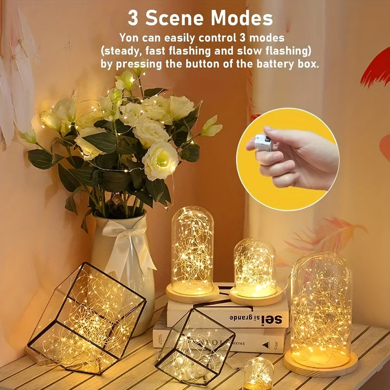 Battery Operated Fairy String Lights, 7ft 20 LED Silvery Wire Decoration with 40-Piece Color Options for Bedroom Displays, Wedding Tables and Christmas Parties
