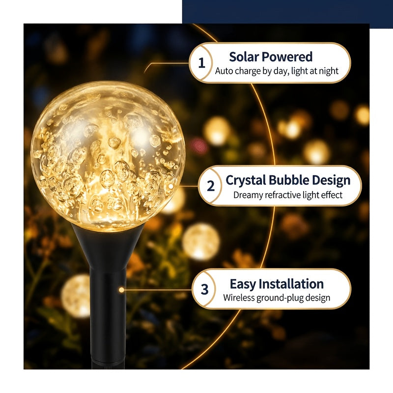 Solar Garden Accent Lights with 50-LED Style Labels, Colorful Floor Cushion, White Flame Star Ring or Warm Ground Spike Options for Yard and Holiday Decor