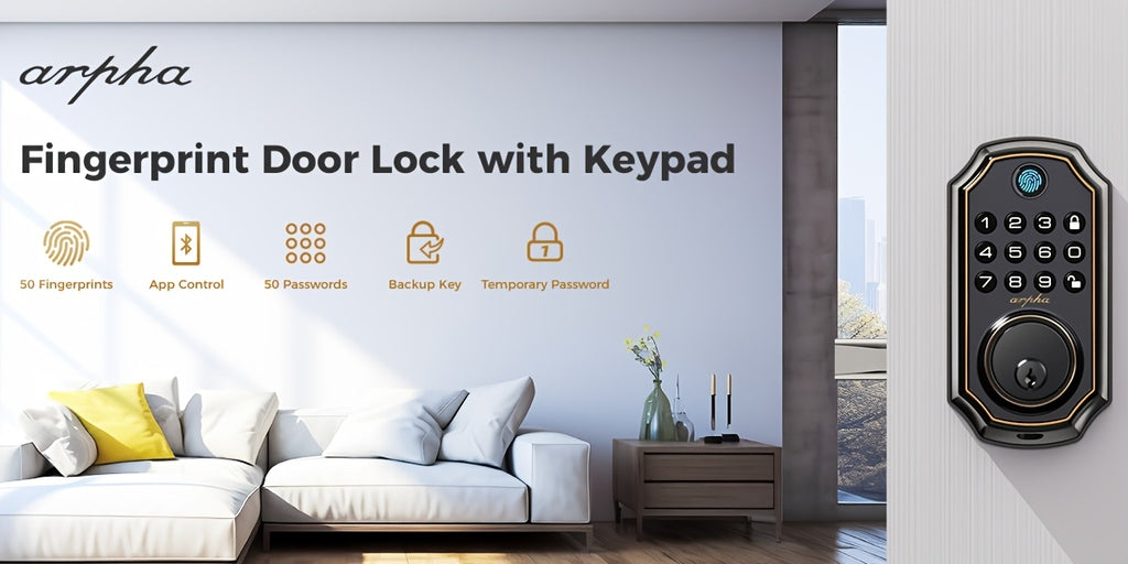 Electronic Deadbolt and Handle Set by ARPHA, Black Keyless Entry Door Lock with Listed 100 Codes, One-Time Password and Auto-Lock for Compatible Doors