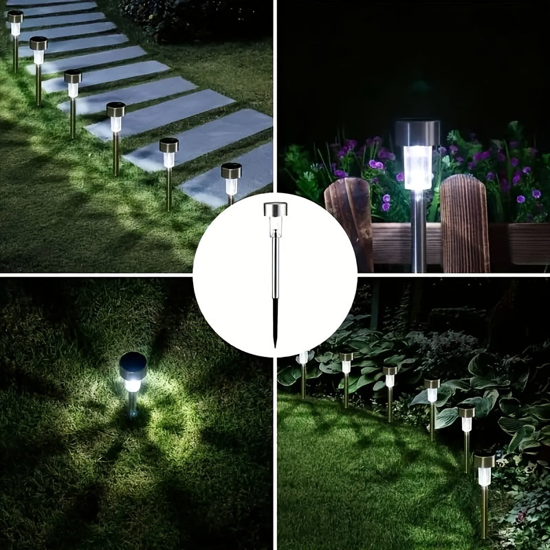 Solar LED Rod Lights with Listed Stainless Steel and IP44 Rating, 20 to 50 Piece Pack Labels in Multicolor, White or Warm Light for Garden and Patio Decoration