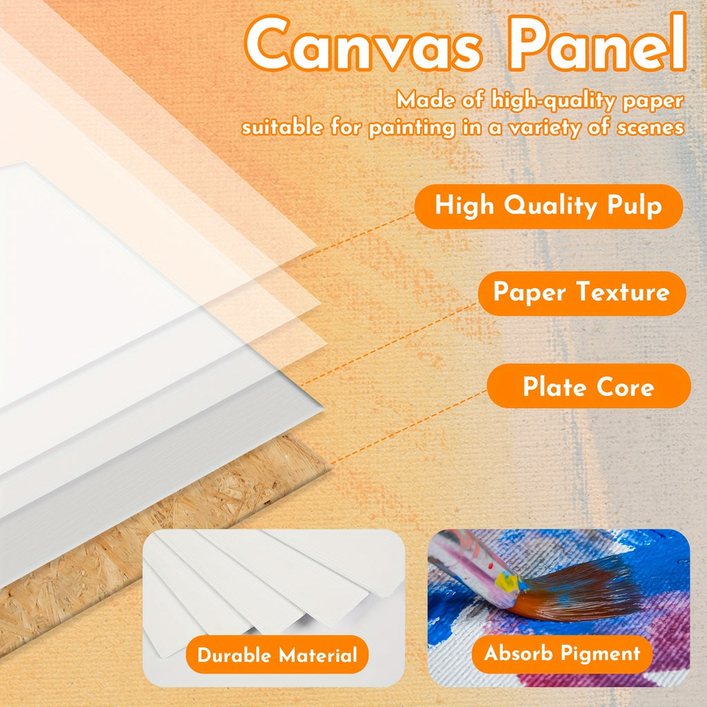 Set of 24 Canvas Panels Measuring 9X12 Inches - High-Quality, Acid-Free Primed Boards Suitable for Acrylics, Oils, And Mixed Media Art Materials