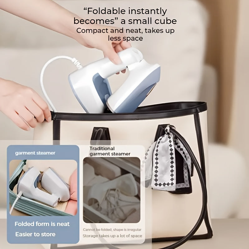 Foldable Clothing Steam Iron with Listed 1500W Power and 15-Second Heat-Up, Portable Handheld Garment Care Appliance in Grey or White for Home and Travel