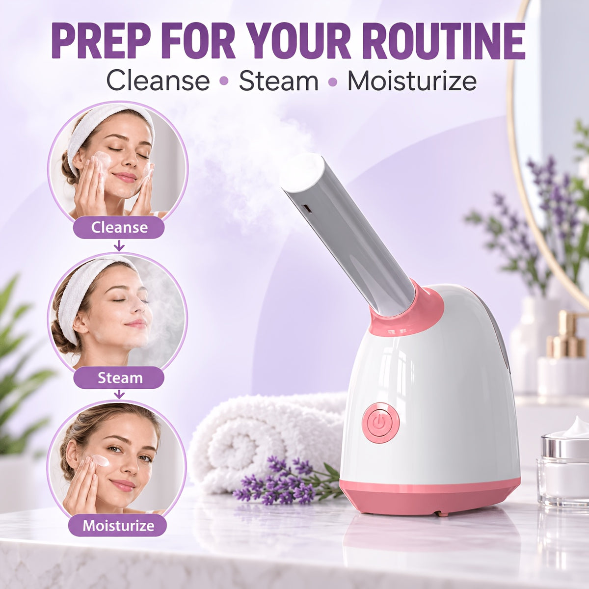 At-Home Facial Steamer Options for Personal Skin Care, Portable, Upgraded and Flagship Models with Listed Rotatable Arm and Accessory References